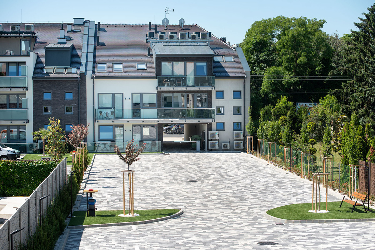 Inner courtyard and paved drive